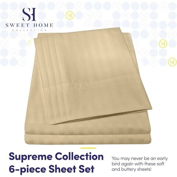 NEW 6-Piece Full Size Sage Green Bed Sheet Set 1500 Supreme Collection - Picture 2 of 6